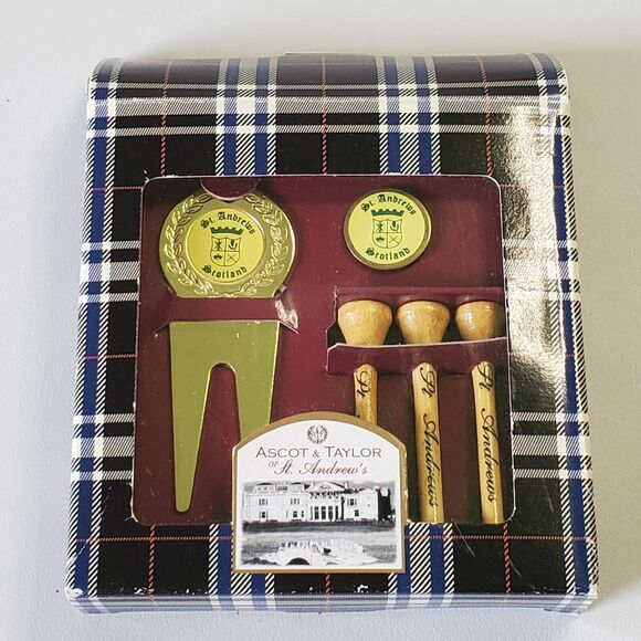 Ascot & Taylor Of St Andrews Divot Repair Tool New Tees Marker Gold Plated Set - Picture 5 of 13